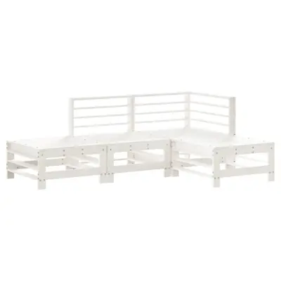 vidaXL Vrtna sedežna garnitura 4-delna bela trdna borovina