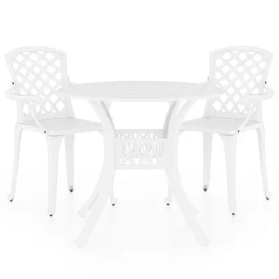 vidaXL Bistro garnitura 3-delna liti aluminij bela