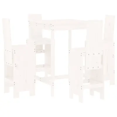 vidaXL Vrtna barska garnitura 5-delna bela trdna borovina