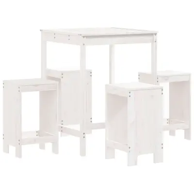 vidaXL Vrtna barska garnitura 5-delna bela trdna borovina