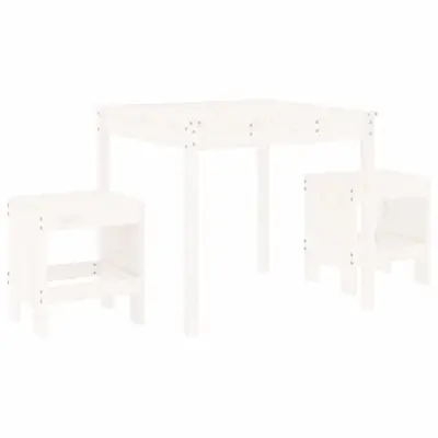 vidaXL Vrtna bistro garnitura 3-delna bela trdna borovina