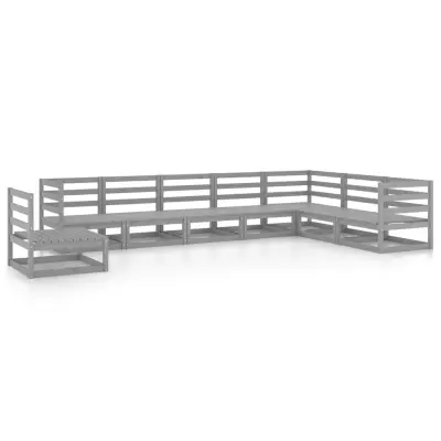 vidaXL Vrtna sedežna garnitura 8-delna siva trdna borovina