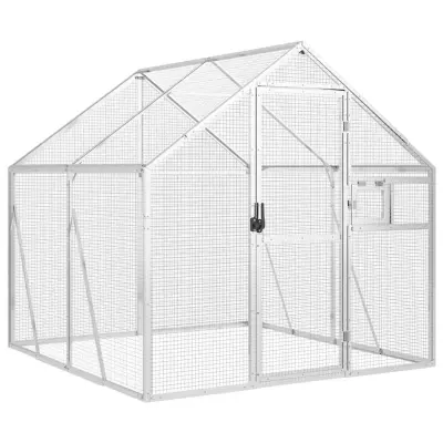 vidaXL Ptičnica srebrna 1,79x2x1,85 m aluminij