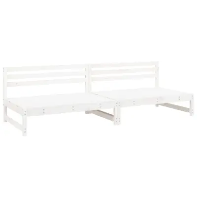 vidaXL Vrtni sredinski kavč siv 2 kosa bela 120x80 cm trdna borovina