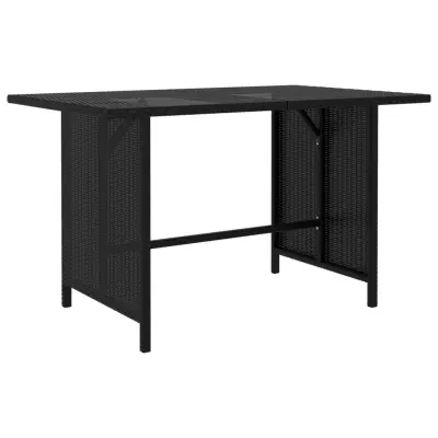 vidaXL Vrtna jedilna miza črna 110x70x65 cm poli ratan