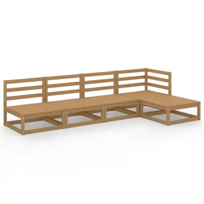 vidaXL Vrtna sedežna garnitura 5-delna medeno rjava trdna borovina