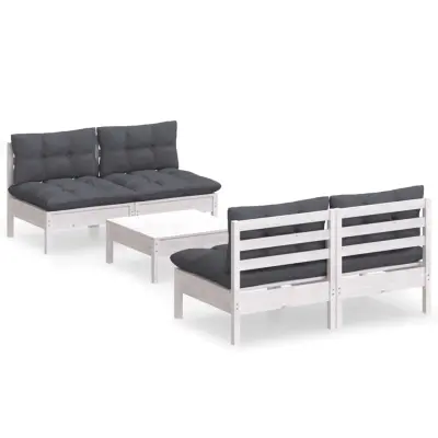 vidaXL Vrtna sedežna garnitura 5-delna z antracit blazinami borovina