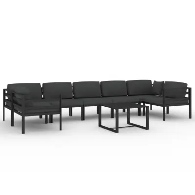 vidaXL Vrtna sedežna garnitura 8-delna z blazinami aluminij antracit