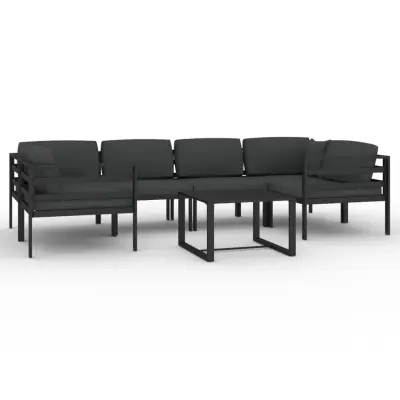 vidaXL Vrtna sedežna garnitura 7-delna z blazinami aluminij antracit