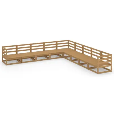 vidaXL Vrtna sedežna garnitura 9-delna medeno rjava trdna borovina