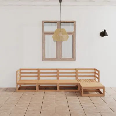 vidaXL Vrtna sedežna garnitura 5-delna medeno rjava trdna borovina