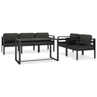 vidaXL Vrtna sedežna garnitura z blazinami 6-delna aluminij antracitna