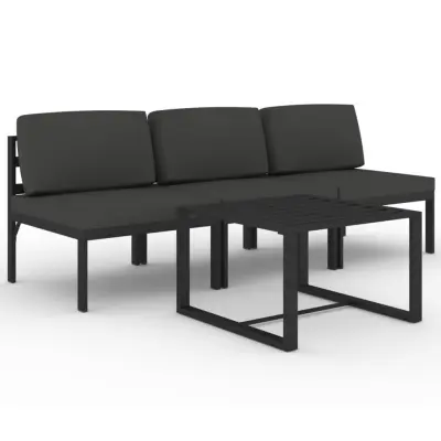 vidaXL Vrtna sedežna garnitura 4-delna z blazinami aluminij antracit