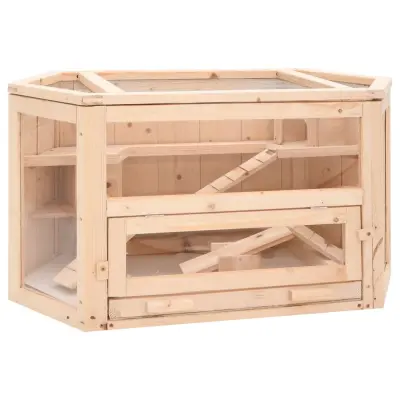 vidaXL Kletka za hrčke 80x40x43 cm trden les jelke