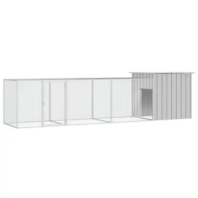 vidaXL Kokošnjak siv 400x91x100 cm pocinkano jeklo