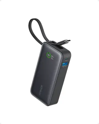ANKER 545 Nano powerbank 10K z vgrajenim kablom USB-C, črn