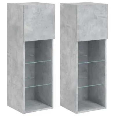 vidaXL TV omarica z LED lučkami 2 kosa betonsko siva 30,5x30x90 cm