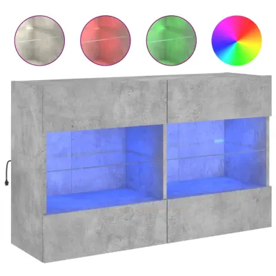 vidaXL Stenska TV omarica z LED lučkami betonsko siva 98,5x30x60,5 cm
