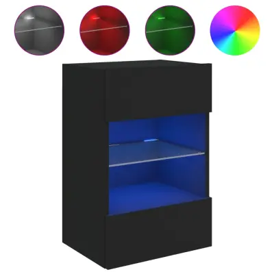 vidaXL Stenska TV omarica z LED lučkami črna 40x30x60,5 cm