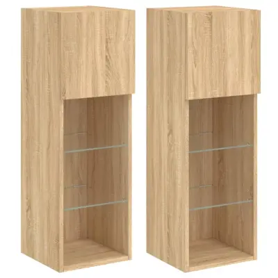 vidaXL TV omarica z LED lučkami 2 kosa sonoma hrast 30,5x30x90 cm