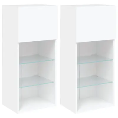 vidaXL TV omarica z LED lučkami 2 kosa bela 40,5x30x90 cm