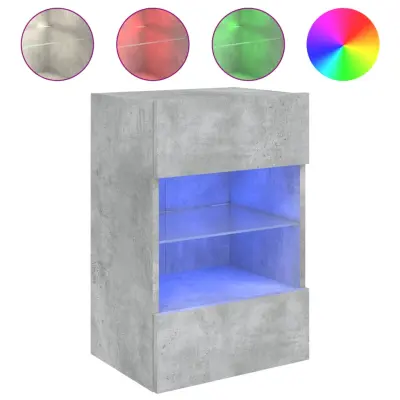 vidaXL Stenska TV omarica z LED lučkami betonsko siva 40x30x60,5 cm