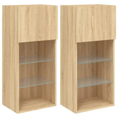 vidaXL TV omarica z LED lučkami 2 kosa sonoma hrast 40,5x30x90 cm