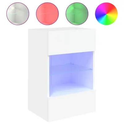 vidaXL Stenska TV omarica z LED lučkami bela 40x30x60,5 cm