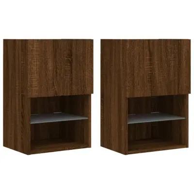 vidaXL TV omarica z LED lučkami 2 kosa rjavi hrast 40,5x30x60 cm