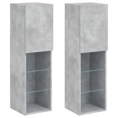 vidaXL TV omarica z LED lučkami 2 kosa betonsko siva 30,5x30x102 cm