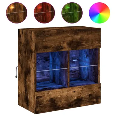 vidaXL Stenska TV omarica z LED lučkami dimljeni hrast 58,5x30x60,5 cm