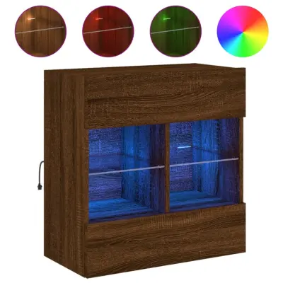 vidaXL Stenska TV omarica z LED lučkami rjavi hrast 58,5x30x60,5 cm