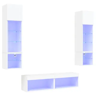 vidaXL Komplet TV omaric LED 6-delni bel inženirski les