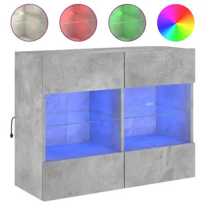 vidaXL Stenska TV omarica z LED lučkami betonsko siva 78,5x30x60,5 cm