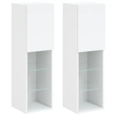 vidaXL TV omarica z LED lučkami 2 kosa bela 30,5x30x102 cm