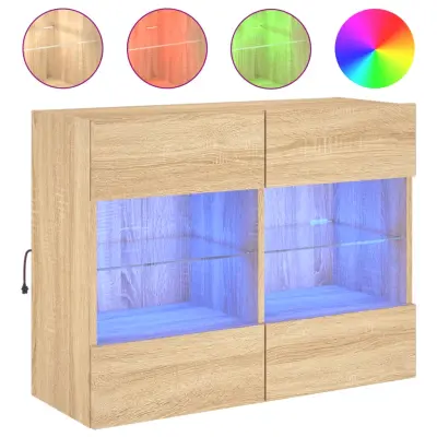 vidaXL Stenska TV omarica z LED lučkami sonoma hrast 78,5x30x60,5 cm