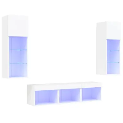 vidaXL Komplet TV omaric LED 5-delni bel inženirski les
