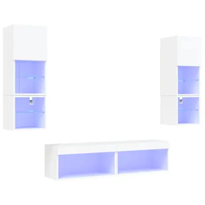 vidaXL Komplet TV omaric LED 6-delni bel inženirski les