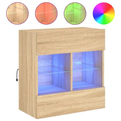 vidaXL Stenska TV omarica z LED lučkami sonoma hrast 58,5x30x60,5 cm