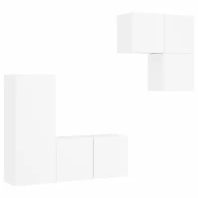 vidaXL Komplet TV omaric 4-delni bel inženirski les