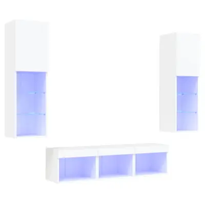 vidaXL Komplet TV omaric LED 5-delni bel inženirski les