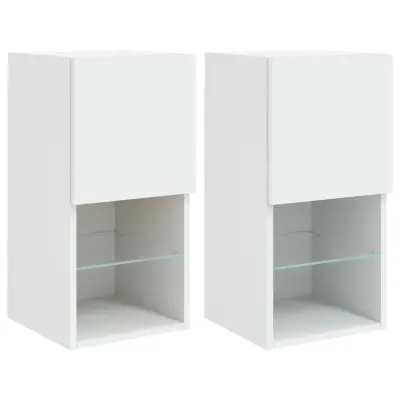 vidaXL TV omarica z LED lučkami 2 kosa bela 30,5x30x60 cm