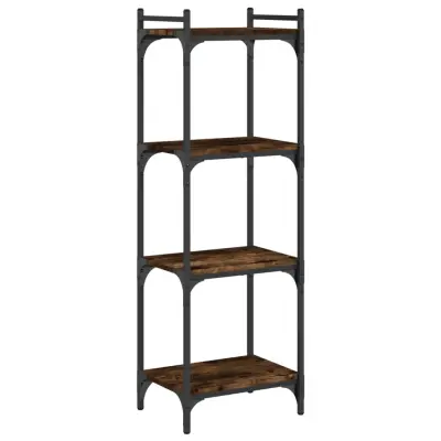 vidaXL Knjižna omara 4-nadstropna dimljen hrast 40x30x120 cm inž. les