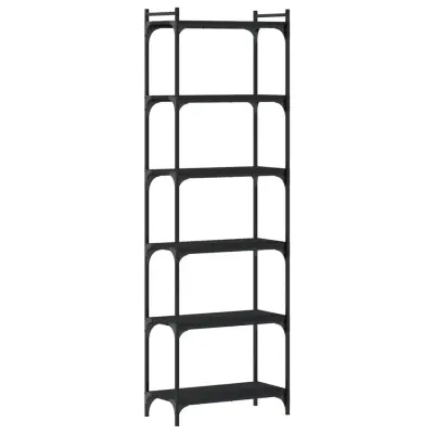 vidaXL Knjižna omara 6-nadstropna črna 60x30x188 cm inženirski les