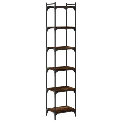 vidaXL Knjižna omara 6-nadstropna dimljen hrast 40x30x188 cm inž. les