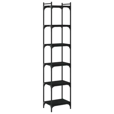 vidaXL Knjižna omara 6-nadstropna črna 40x30x188 cm inženirski les