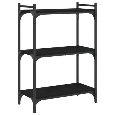 vidaXL Knjižna omara 3-nadstropna črna 60x30x86 cm inženirski les