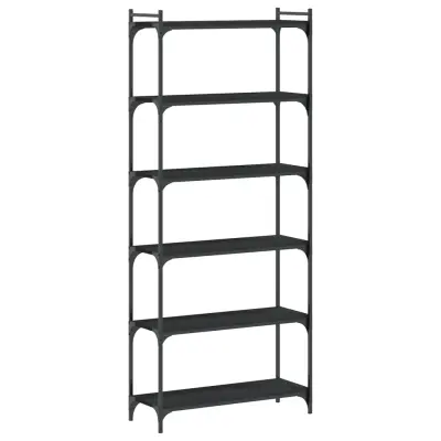 vidaXL Knjižna omara 6-nadstropna črna 80x30x188 cm inženirski les