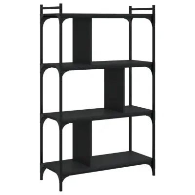 vidaXL Knjižna omara 4-nadstropna črna 76x32x123 cm inženirski les