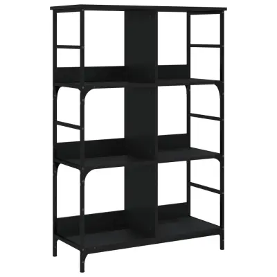 vidaXL Knjižna polica črna 78,5x33x117,5 cm inženirski les